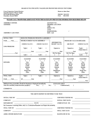Hawaii Backflow Prevention Device Test Form