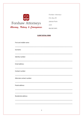 Divorce Client Detail Form