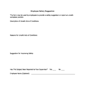 Employee Safety Suggestion Form