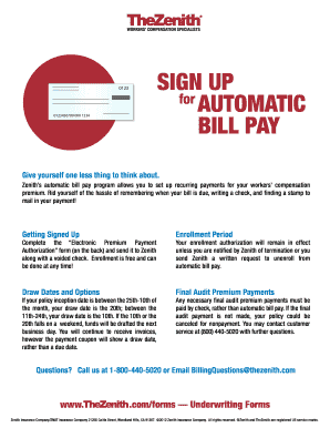 Zenith Electronic Premium Payment Authorization Form