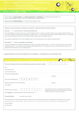 UK Stocks and Shares ISA Application Form