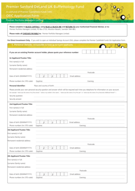 Premier Sanford DeLand UK Buffettology Fund Application Form