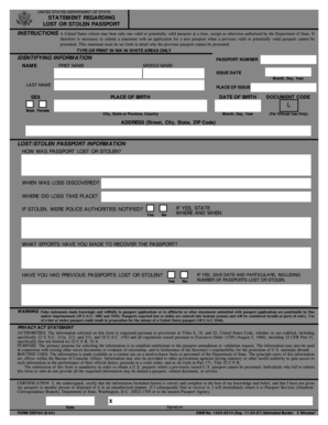 US Lost or Stolen Passport Statement