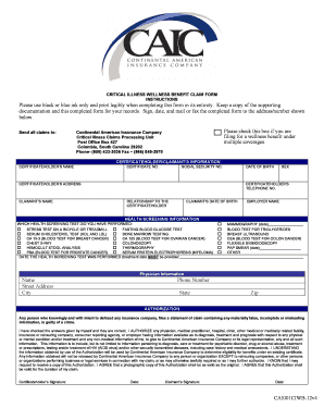Critical Illness Wellness Benefit Claim Form