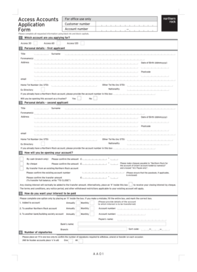 Northern Rock Access Account Application Form