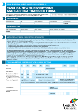 Legal & General 6 Year Growth Deposit Bond 11 Cash ISA Form