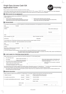 Virgin Easy Access Cash ISA Application Form