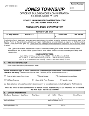 Pennsylvania Residential Deck Building Permit Application