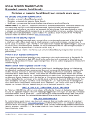 Domanda di tesserino Social Security