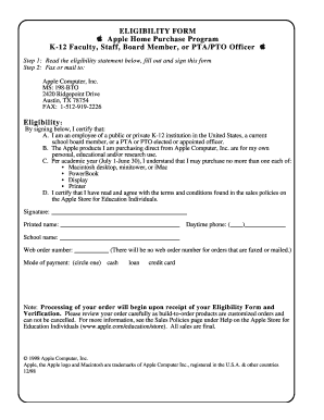 Apple Home Purchase Program Eligibility Form