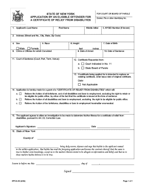 New York Certificate of Relief from Disabilities