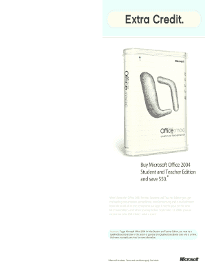 Microsoft Office 2004 Student Teacher Rebate Form