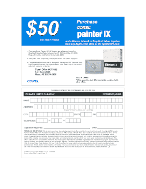 Corel Painter IX Mail-in Rebate Form