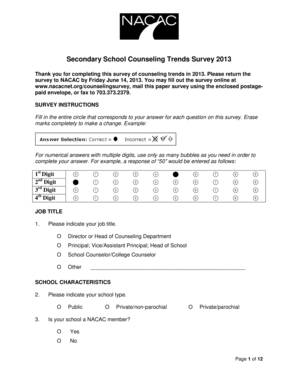 Secondary School Counseling Trends Survey 2013