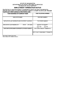 EMPLOYMENT TERMINATION NOTICE - DSHS - dshs wa