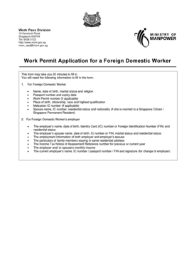 Work Permit Application for a Foreign Domestic Worker