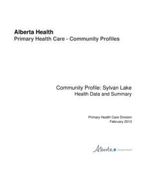 Primary Health Care Community Profile - Sylvan Lake. Alberta Health has developed reports - (demographic/socio-economic/population health statistics) relevant to PHC for Alberta communities.