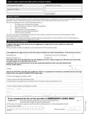 Aged Care Client Record Form