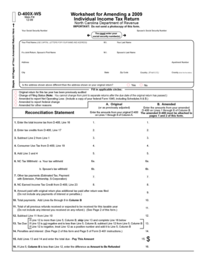 North Carolina D-400X-WS Amended Tax Form
