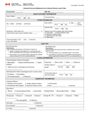 Enhanced Invasive Meningococcal Disease Surveillance Form