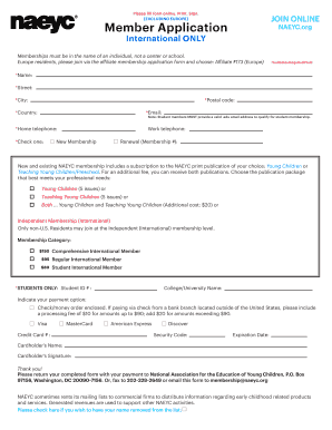 NAEYC International Membership Application