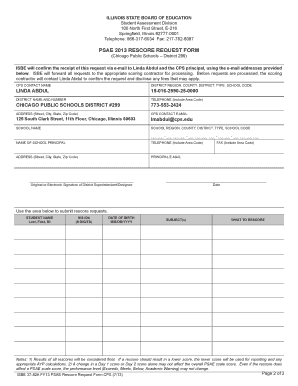 Illinois PSAE Rescore Request Form