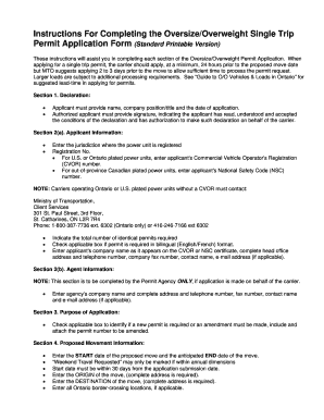Oversize/Overweight Single Trip Permit Application