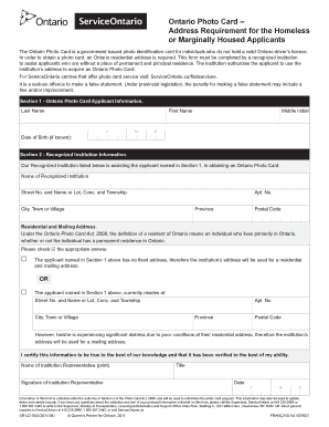 Ontario Photo Card Address Form