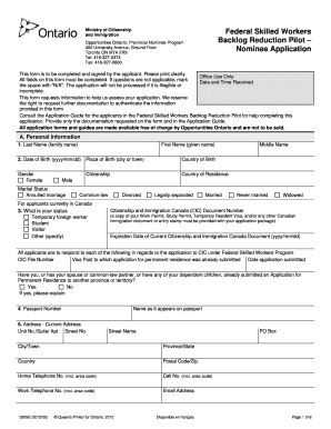 Ontario Provincial Nominee Program Application