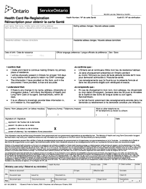 Ontario Health Card Re-Registration Form