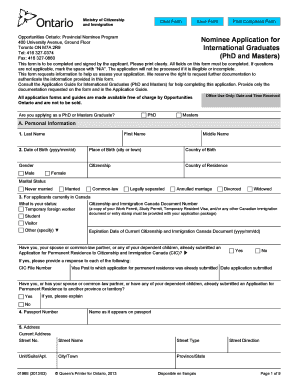 Ontario International Graduate Nominee Application