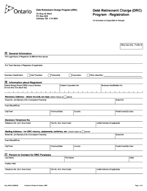 Ontario Debt Retirement Charge Registration Form