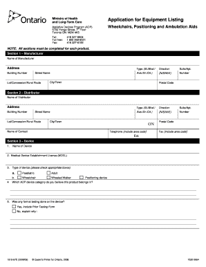 Ontario Assistive Devices Program Application