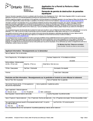 Ontario Water Extermination Permit Application