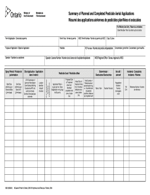 Ontario Pesticide Aerial Application Form