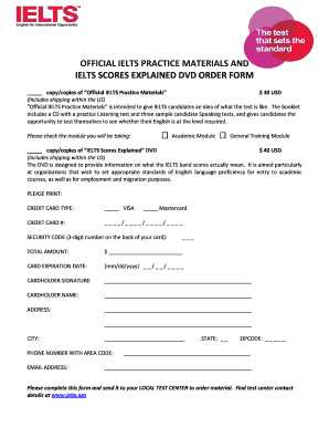 IELTS Practice Materials Order Form