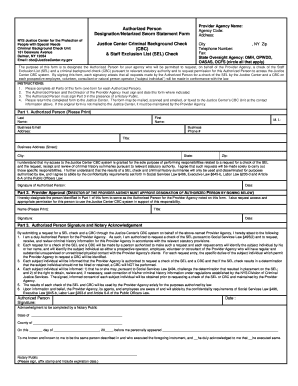 Authorized Person Designation and Notarized Sworn Statement Form - omh ny
