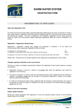 Warm Water System Registration Form