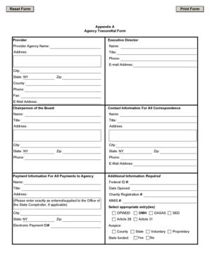 Agency Transmittal Form