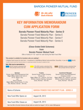 Baroda Pioneer Fixed Maturity Plan Application Form