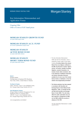 Morgan Stanley Mutual Fund Application Forms
