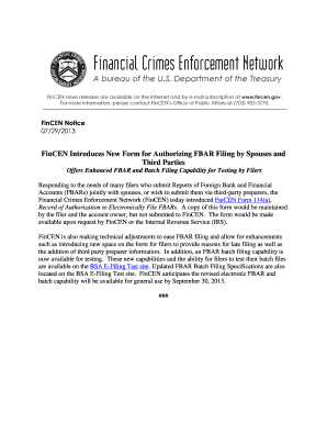 Fbar pdf - FinCEN Introduces New Form for Authorizing FBAR Filing by ... - fincen