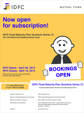 IDFC Fixed Maturity Plan Quarterly Series 75 Application Form