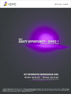 IDFC Equity Opportunity Series 1 NFO Application