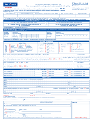 R*Shares CNX 100 Fund Application Form