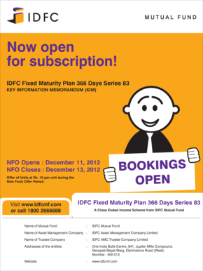 IDFC Fixed Maturity Plan 366 Days Series 83 Subscription Form