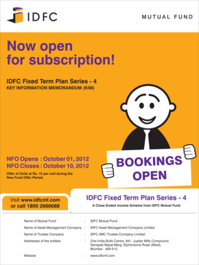 IDFC Fixed Term Plan Series 4 Subscription Form