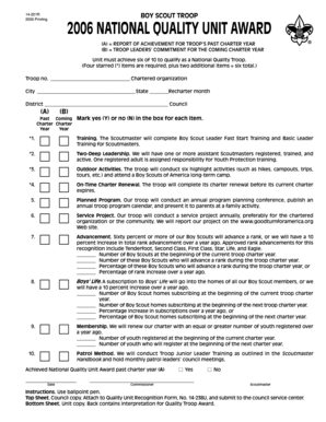 Boy Scouts National Quality Unit Award Form