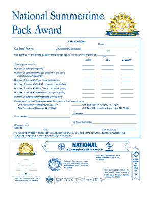 National Summertime Pack Award Application