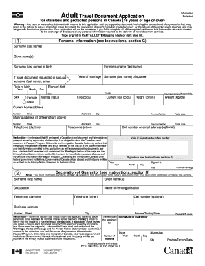 Travel document template - adult travel document